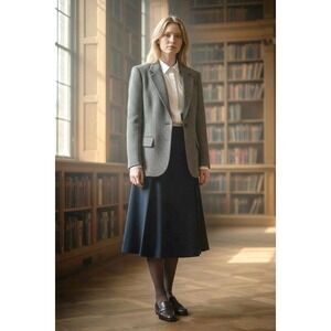 Vintage Wool Schoolboy Blazer UK 14 British Made Soft Green Gray Prep Academia